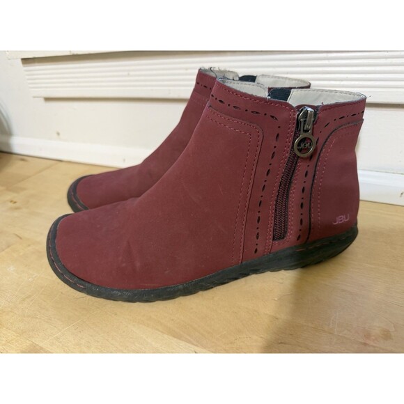 JBU Shoes - Jbu By Jambu Womens Juno Ankle Boots Red Black Side Zip Memory Foam 8 M